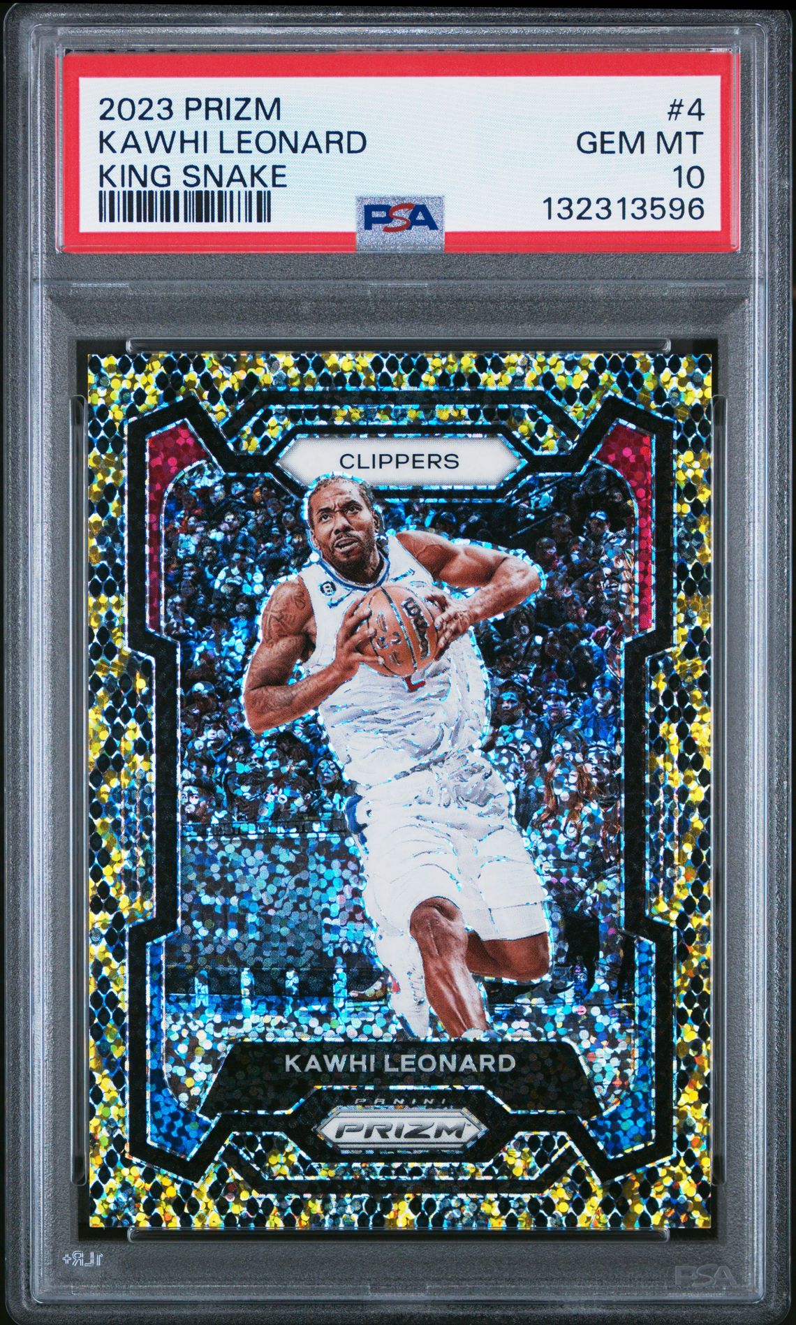 2023 Panini Prizm Kawhi Leonard #4 (King Snake) Gem Mt 10 front