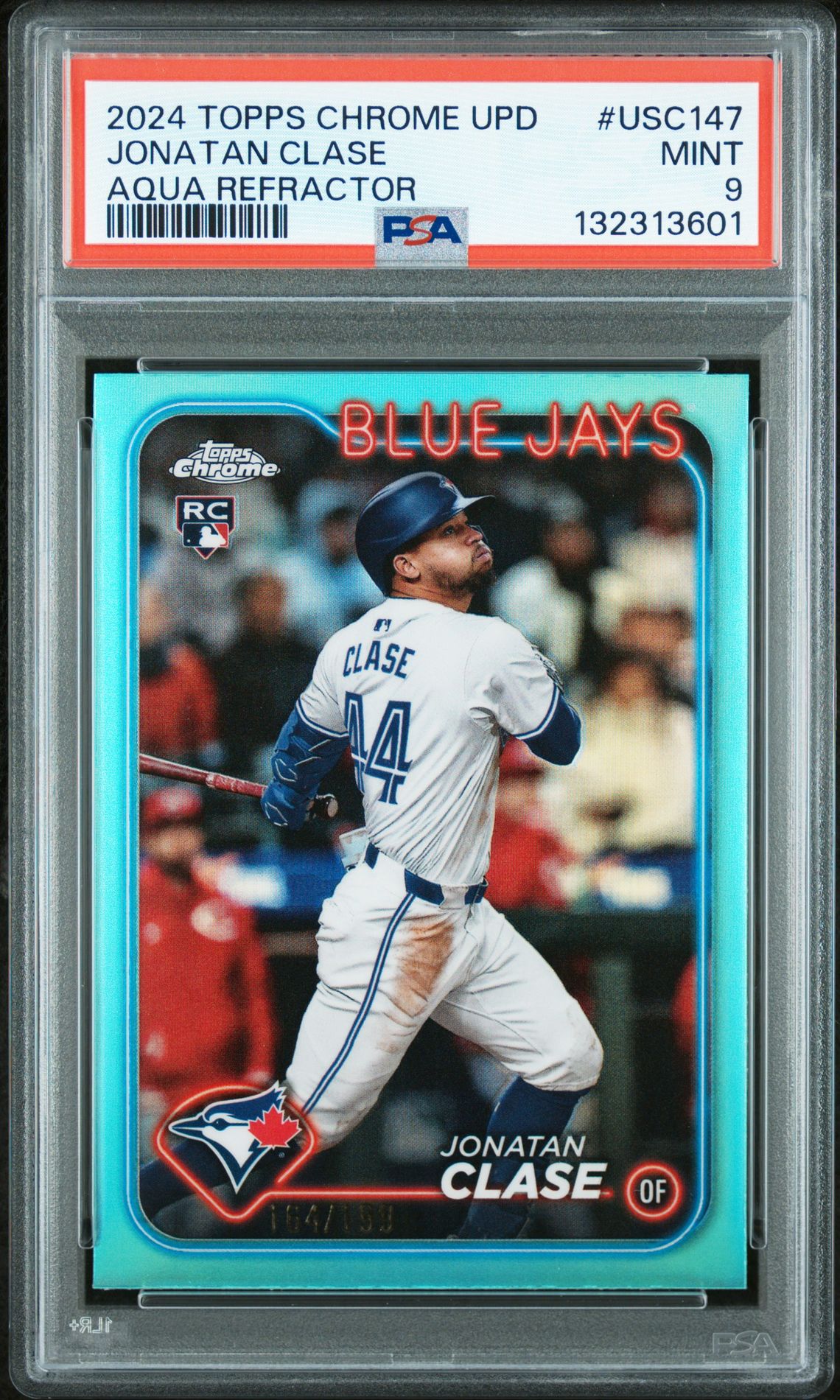 2024 Topps Chrome Update Jonatan Clase #Usc147 (Aqua Refractor) Mint 9 front