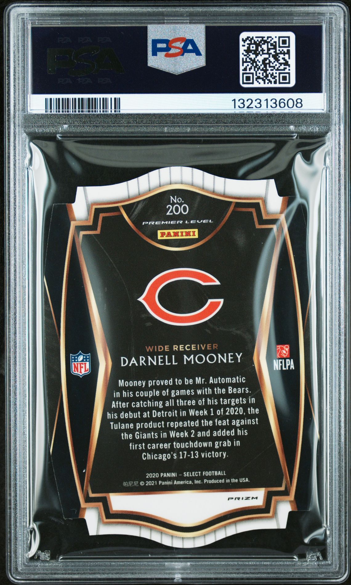 2020 Panini Select Darnell Mooney #200 (Die-Cut Red Prizm) Nm 7 back