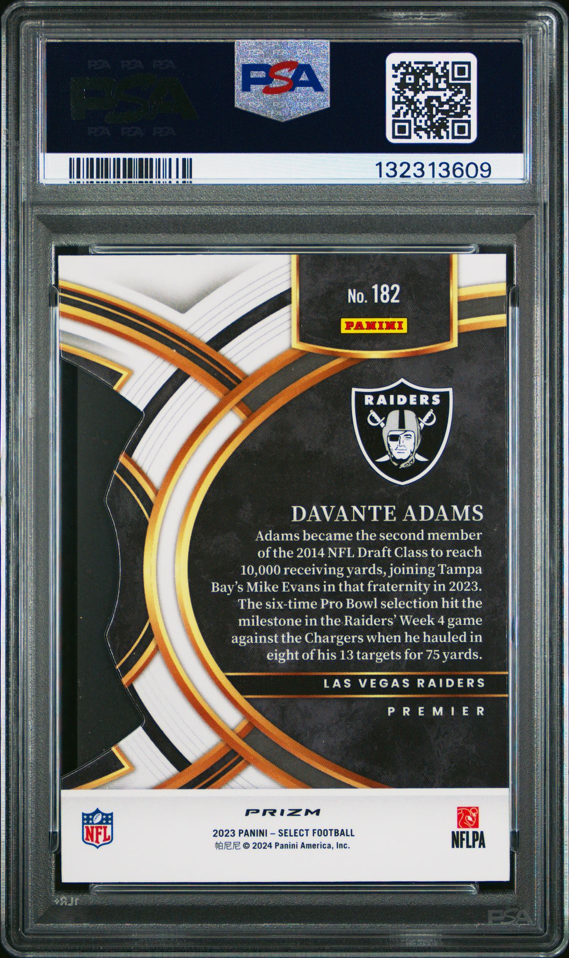 2023 Panini Select Davante Adams #182 (Die-Cut Silver Prizm) Gem Mt 10 back