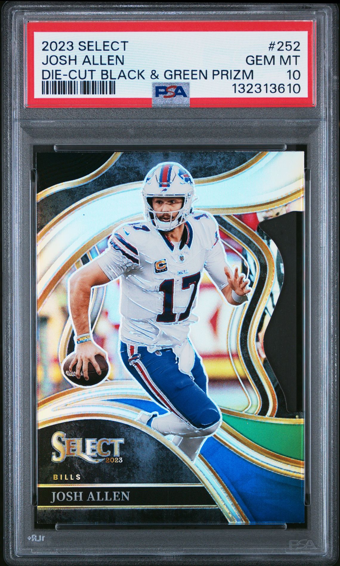 2023 Panini Select Josh Allen #252 (Die-Cut Black & Green Prizm) Gem Mt 10 front