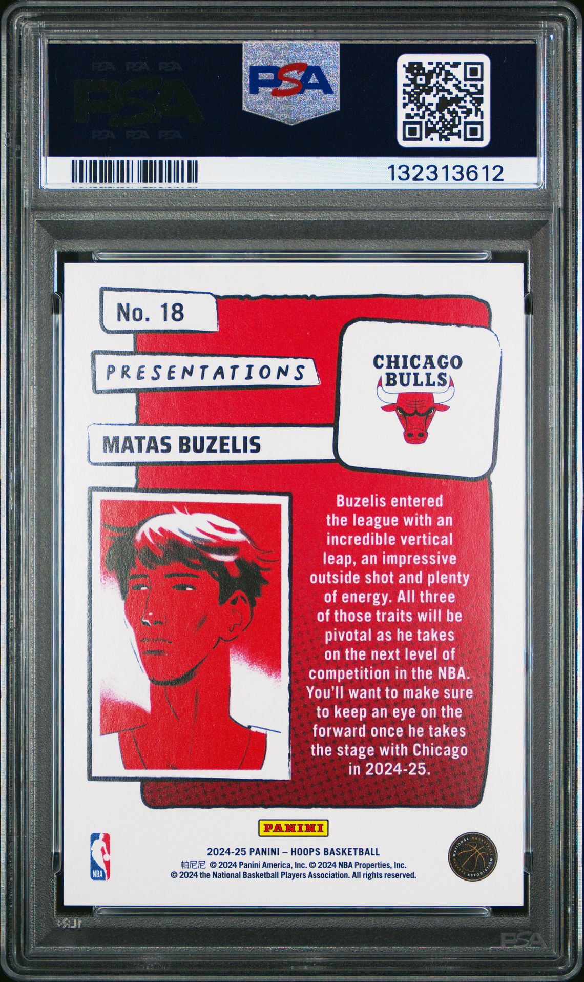 2024 Panini Nba Hoops Presentations Matas Buzelis #18 Ex-Mt 6 back
