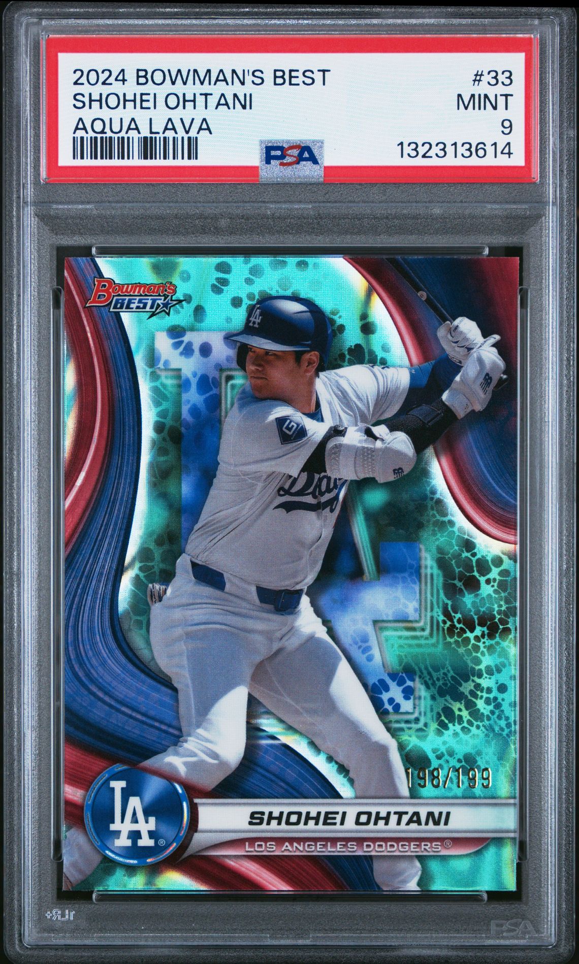 2024 Bowman's Best Shohei Ohtani #33 (Aqua Lava) Mint 9 front