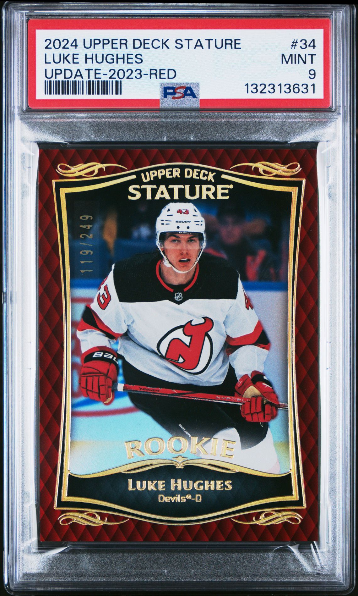 2024 Upper Deck Stature Update Luke Hughes #34 (Update-2023-Red) Mint 9 front