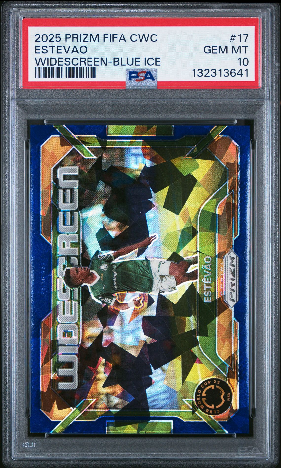 2025 Panini Prizm Fifa Club World Cup Widescreen Estevao #17 (Widescreen-Blue Ice) Gem Mt 10 front