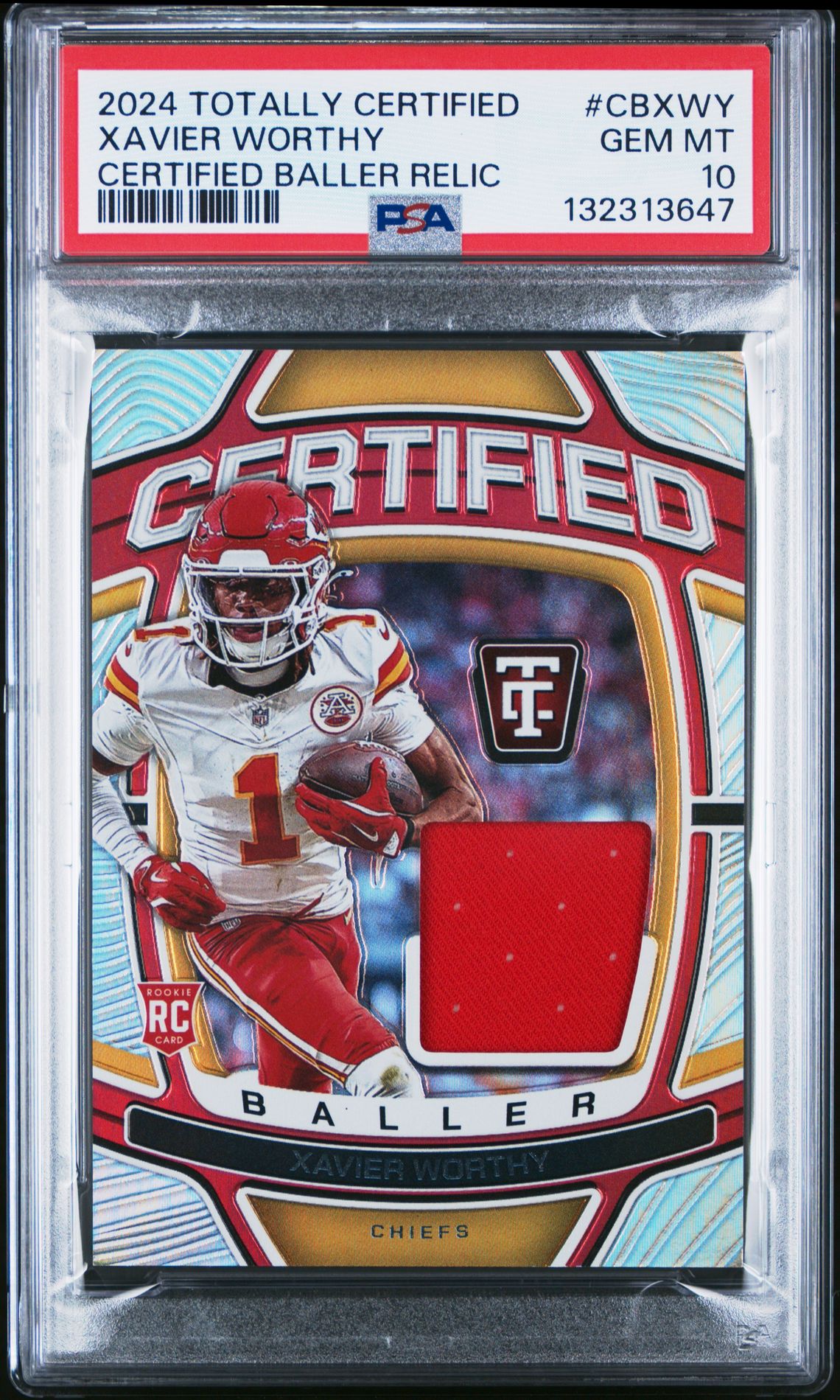 2024 Panini Totally Certified Certified Baller Relics Xavier Worthy #Cbxwy Gem Mt 10 front