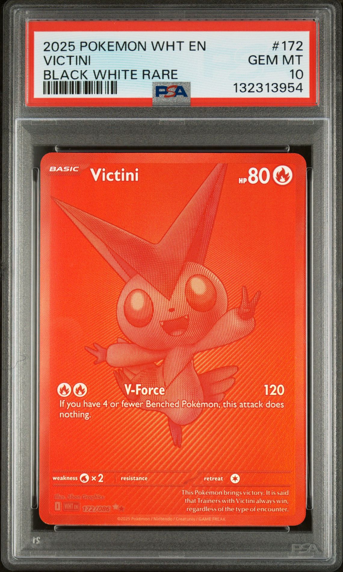 2025 Pokemon Wht En-White Flare Victini #172 (Black White Rare) Gem Mt 10 front