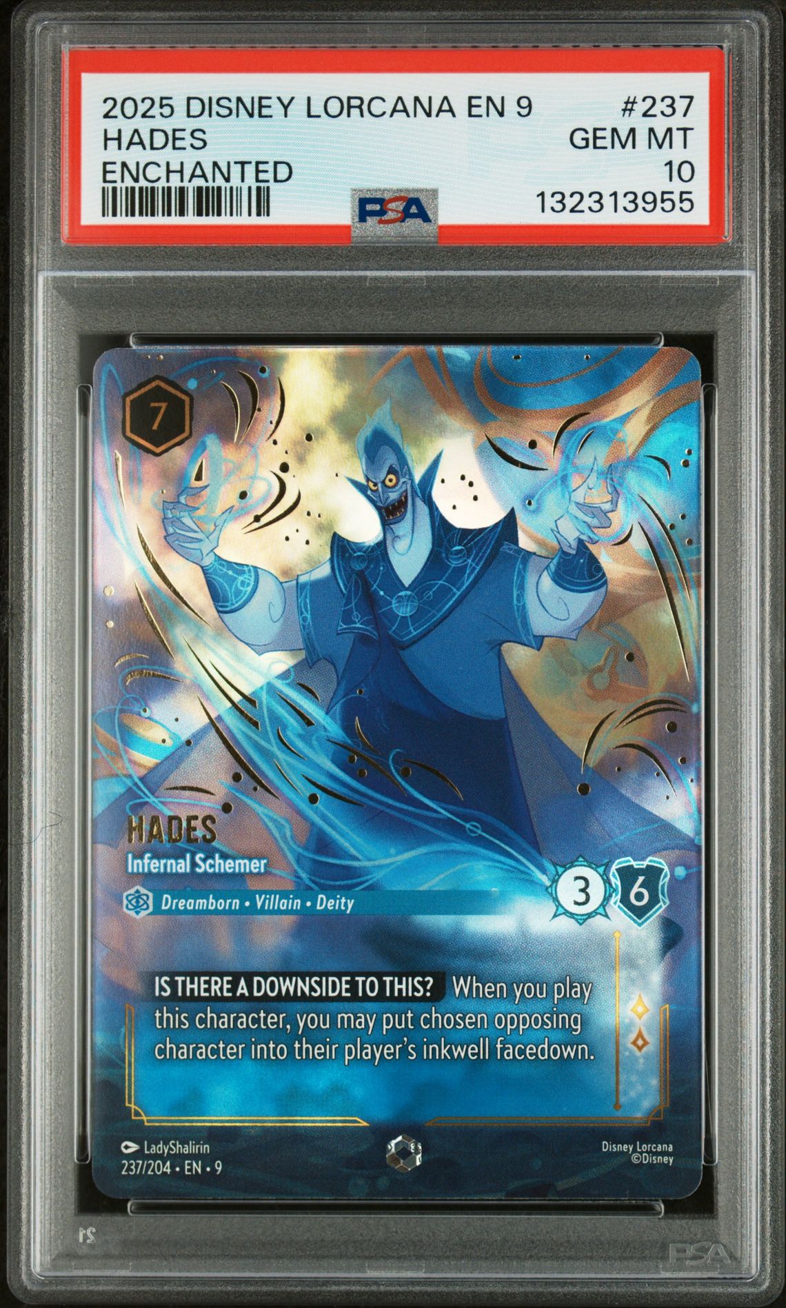 2025 Disney Lorcana En 9-Fabled Hades #237 (Enchanted) Gem Mt 10 front