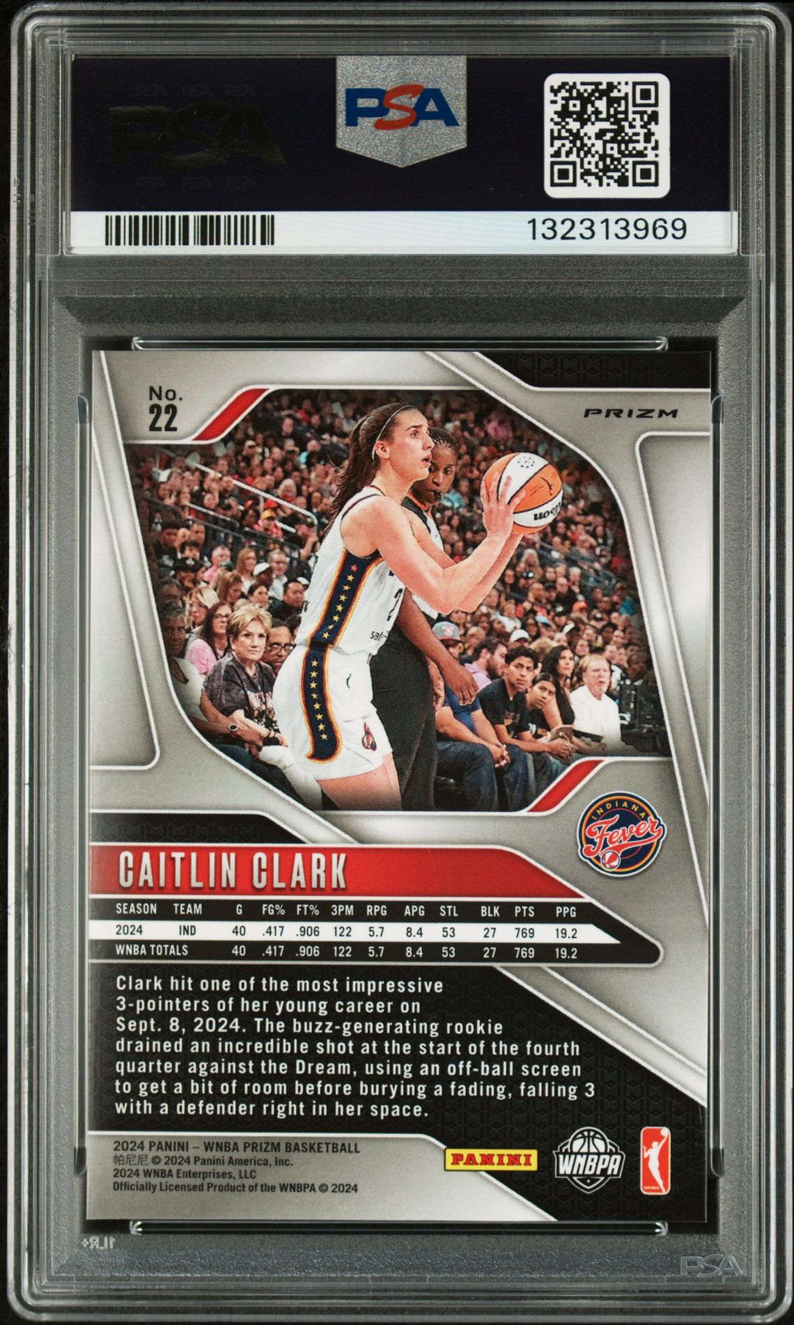 2024 Panini Prizm Wnba Caitlin Clark #22 (Silver Prizm) Mint 9 back