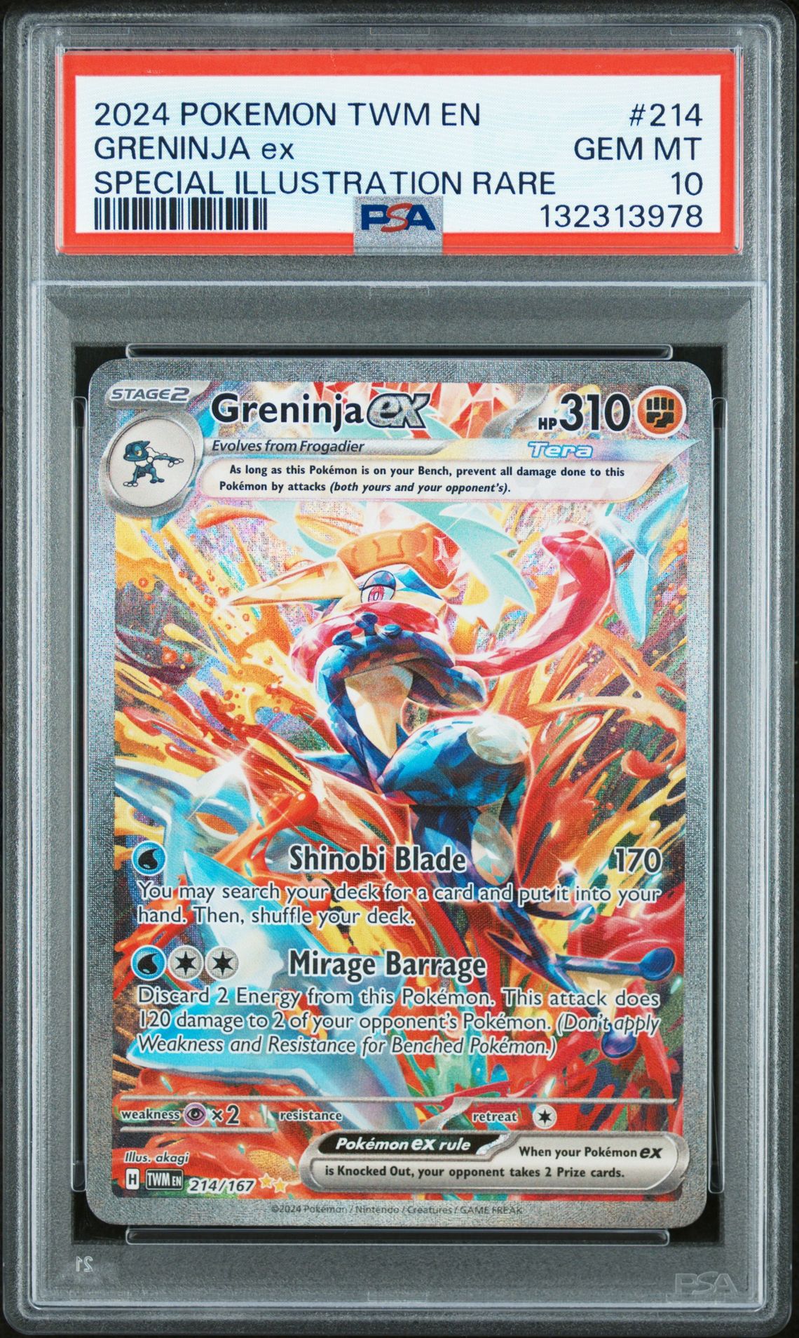 2024 Pokemon Twm En-Twilight Masquerade Greninja Ex #214 (Special Illustration Rare) Gem Mt 10 front