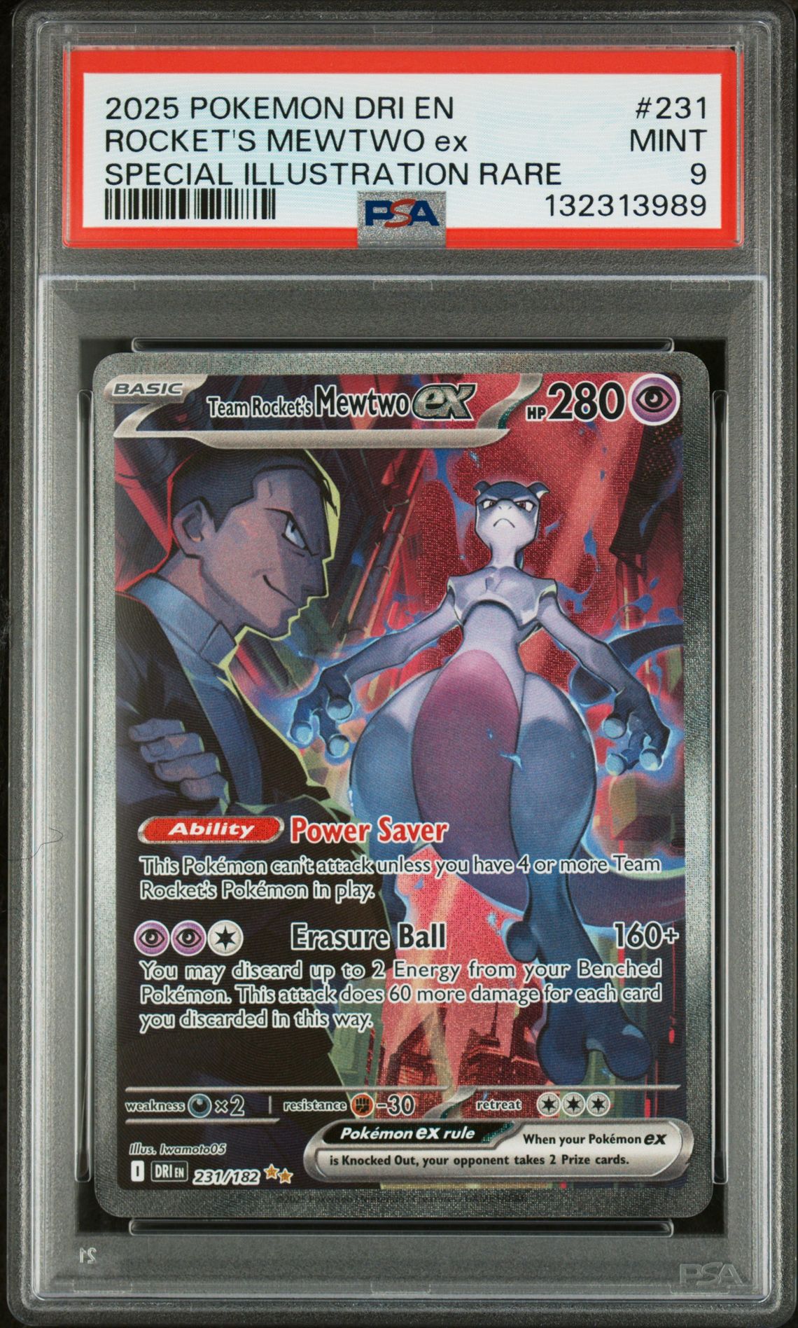 2025 Pokemon Dri En-Destined Rivals Rocket's Mewtwo Ex #231 (Special Illustration Rare) Mint 9 front