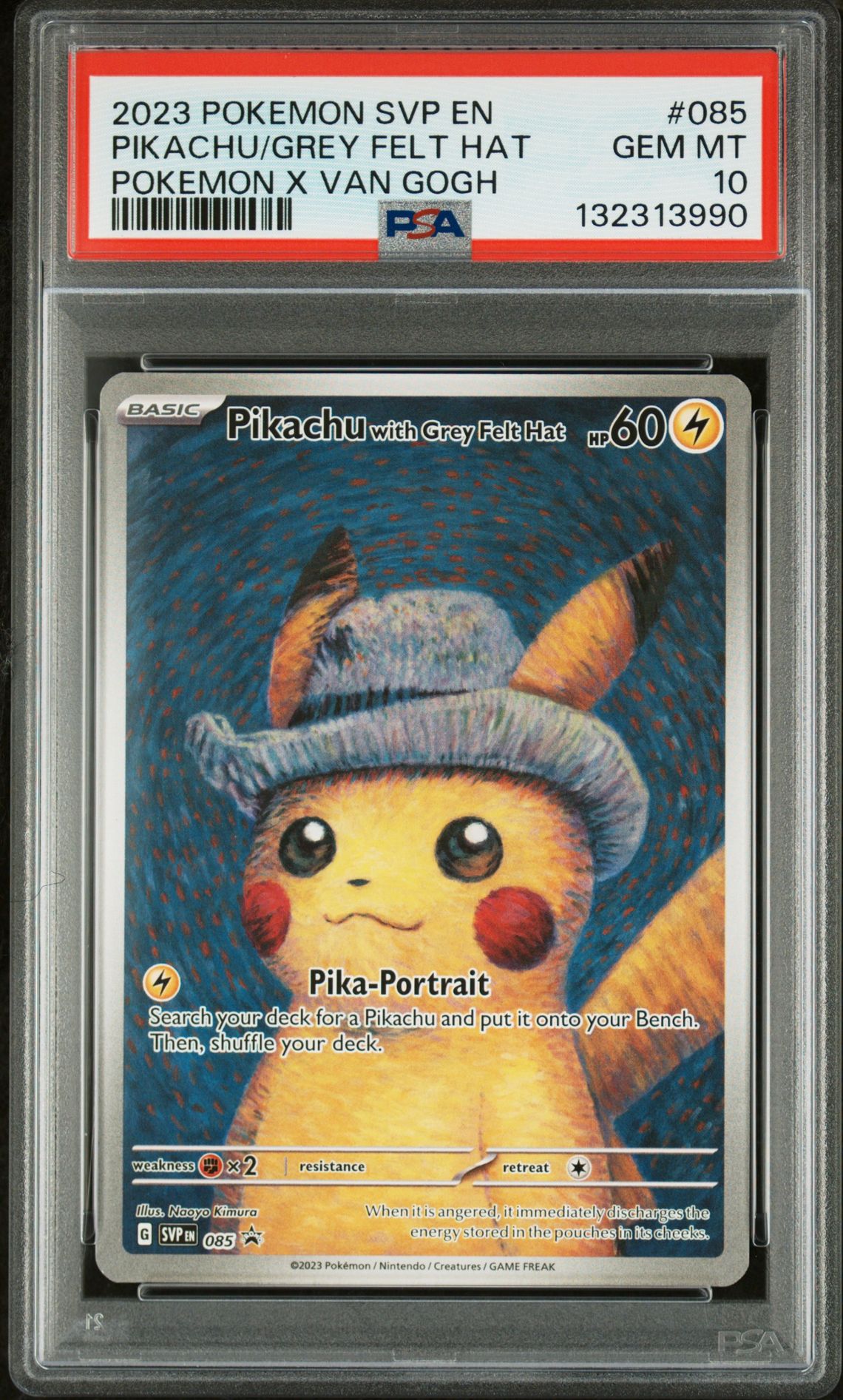 2023 Pokemon Svp En-Sv Black Star Promo Pikachu/Grey Felt Hat #085 (Pokemon X Van Gogh) Gem Mt 10 front