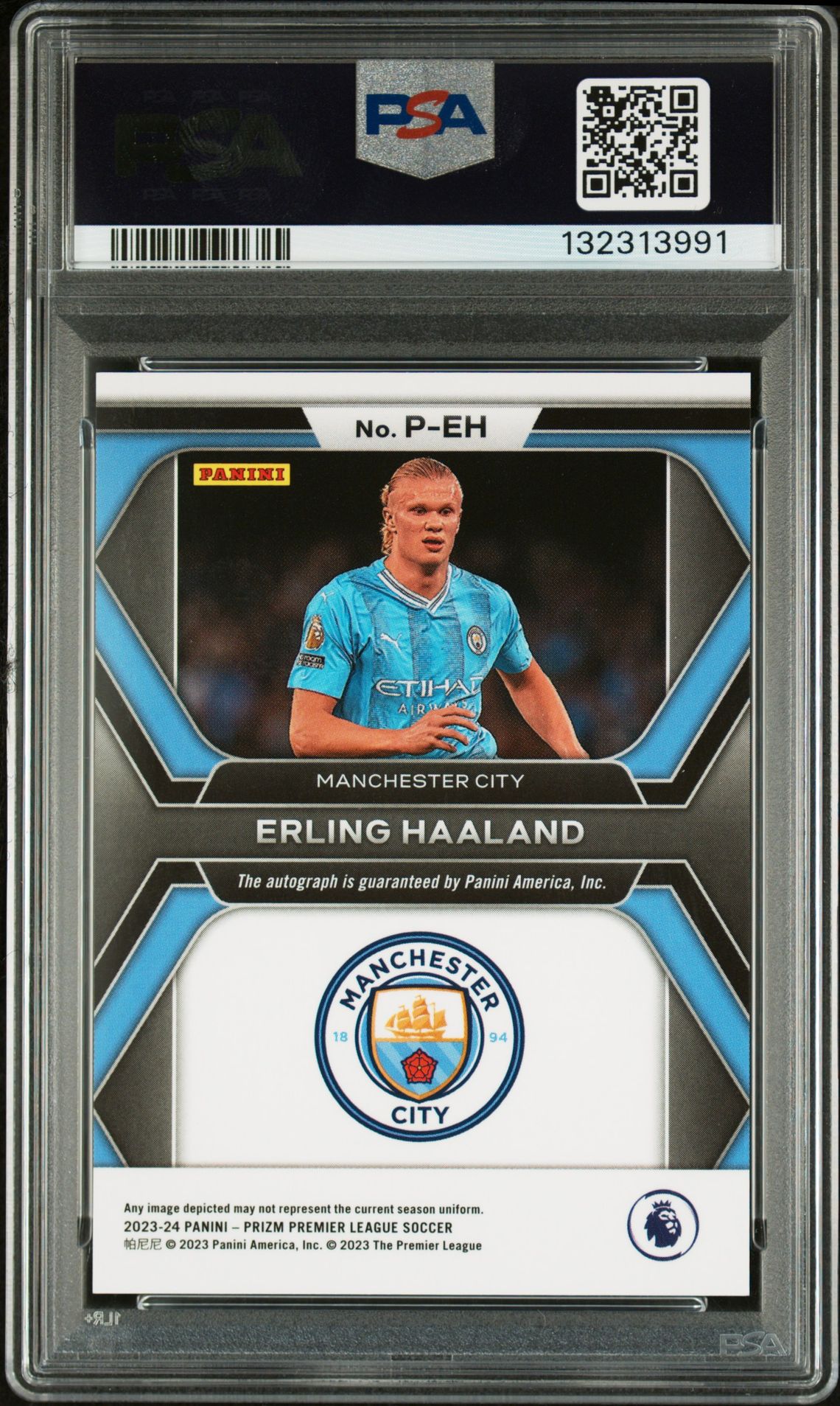 2023-24 Panini Prizm Premier League Penmanship Erling Haaland #Peh Gem Mt 10 back