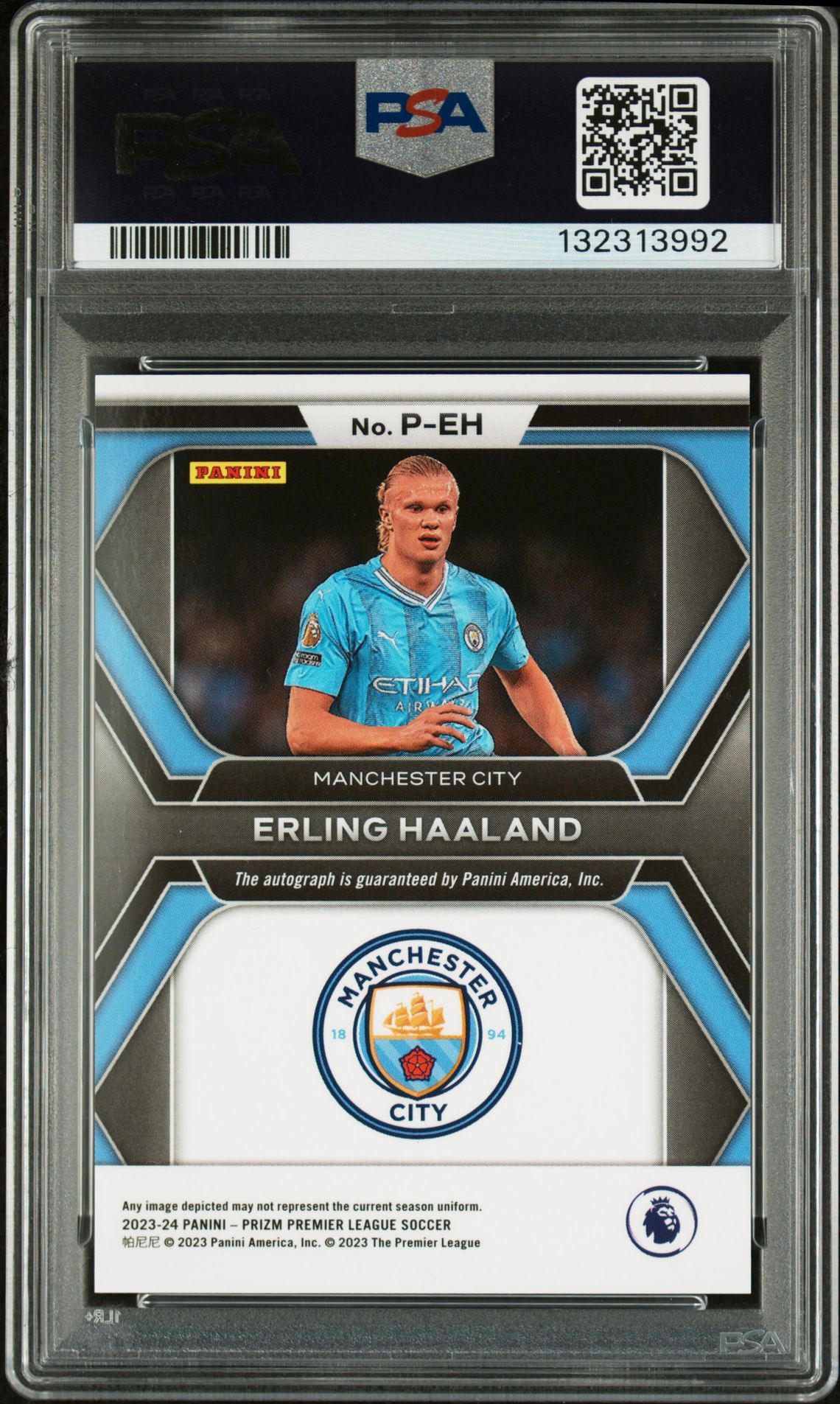 2023-24 Panini Prizm Premier League Penmanship Erling Haaland #Peh Gem Mt 10 back