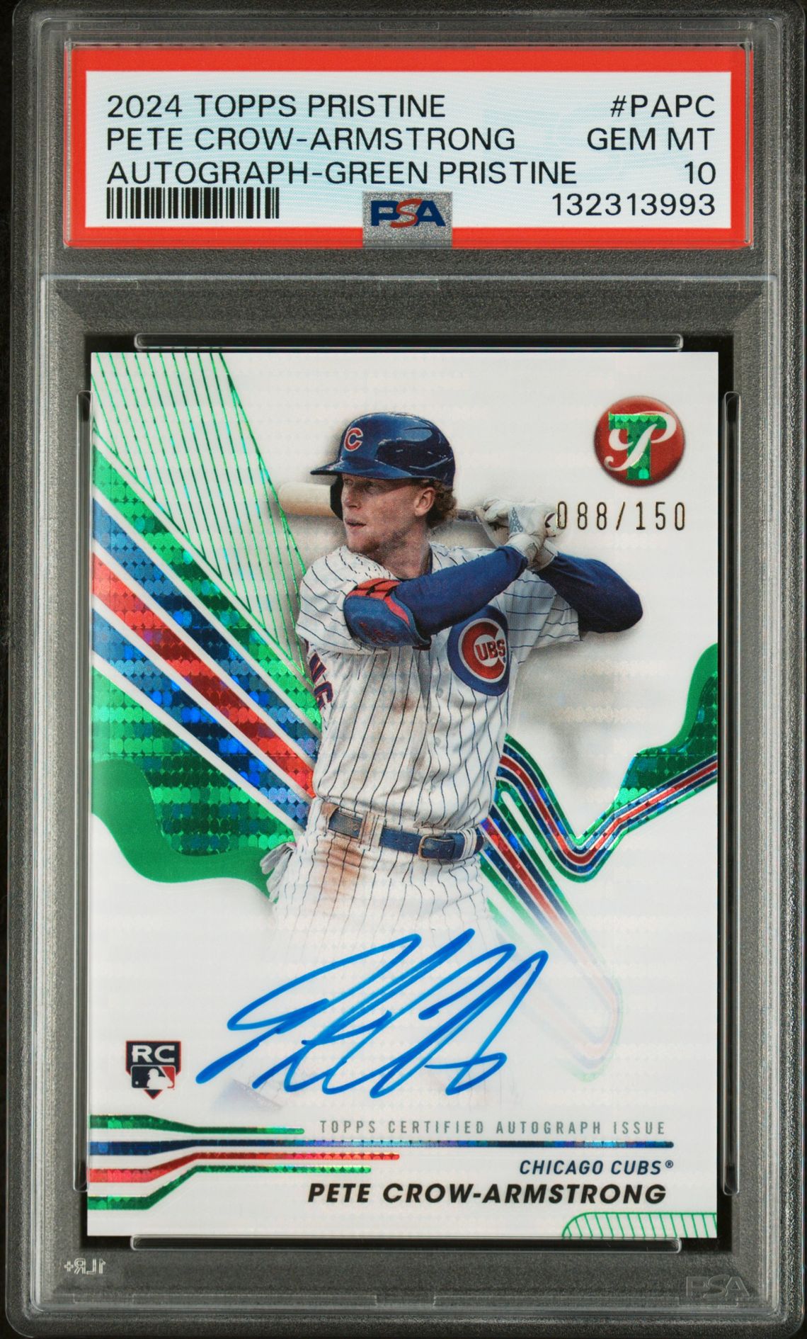 2024 Topps Pristine Pristine Autographs Pete Crow-Armstrong #Papc (Autograph-Green Pristine) Gem Mt 10 front