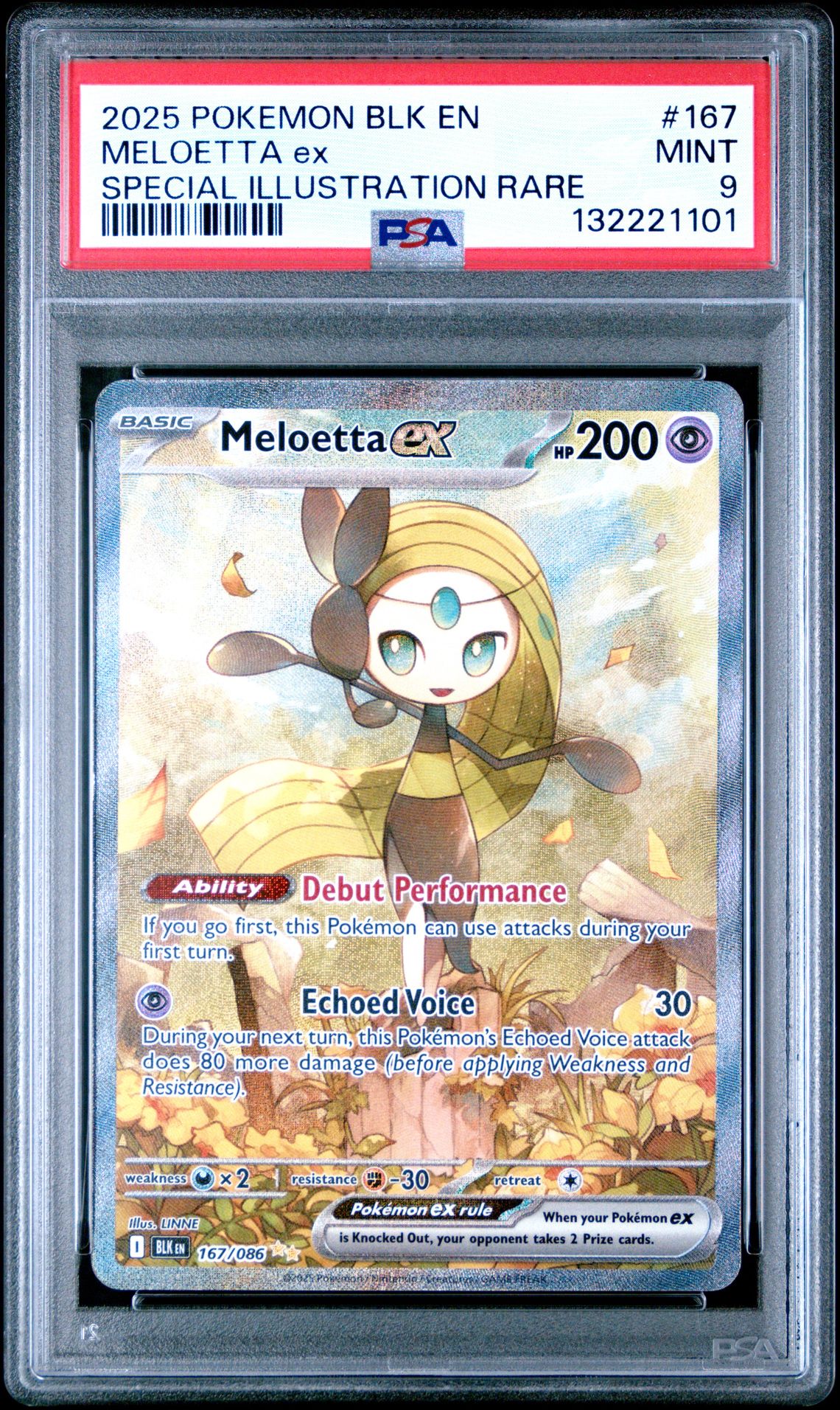 2025 Pokemon Blk En-Black Bolt Meloetta Ex #167 (Special Illustration Rare) Mint 9 front