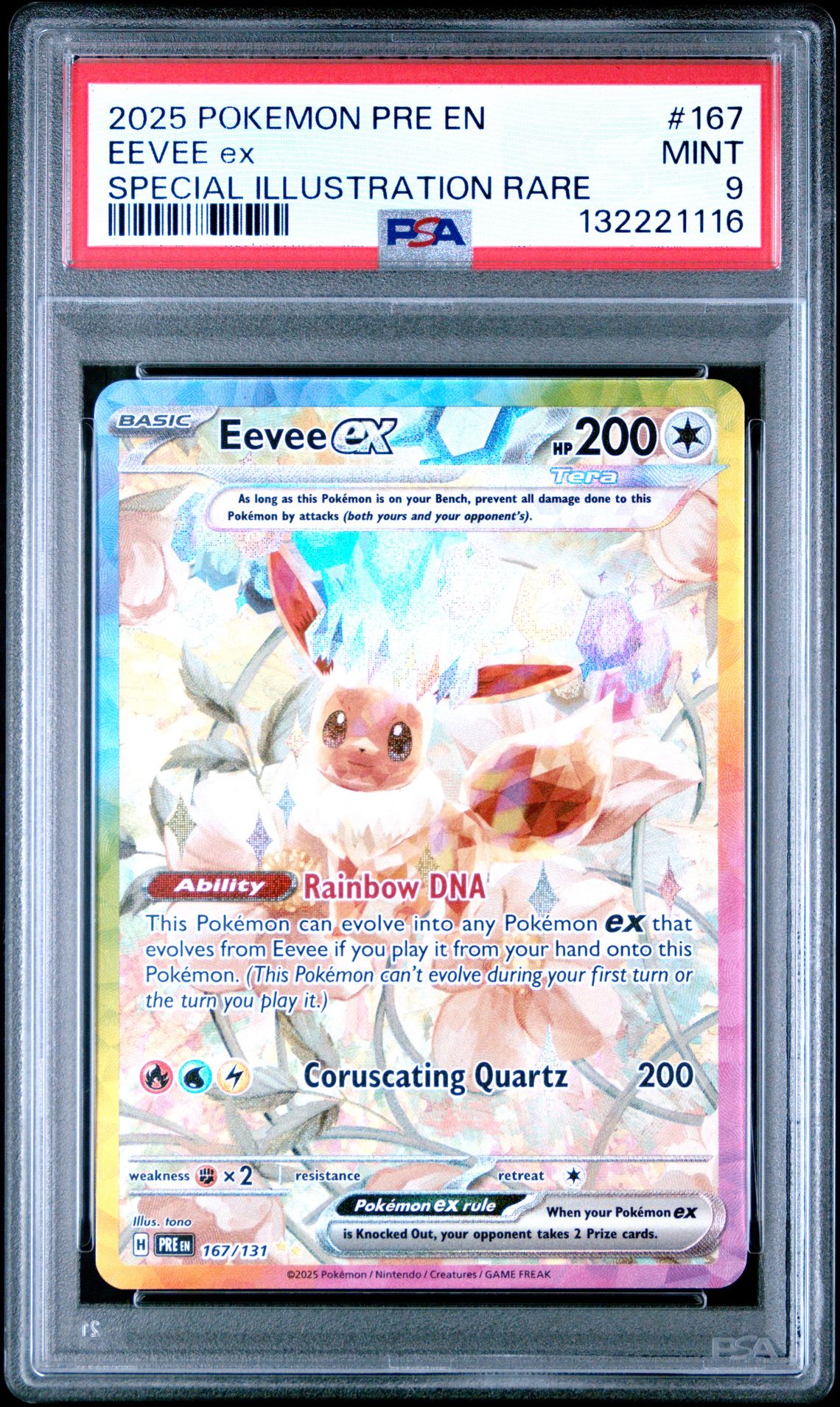 2025 Pokemon Pre En-Prismatic Evolutions Eevee Ex #167 (Special Illustration Rare) Mint 9 front