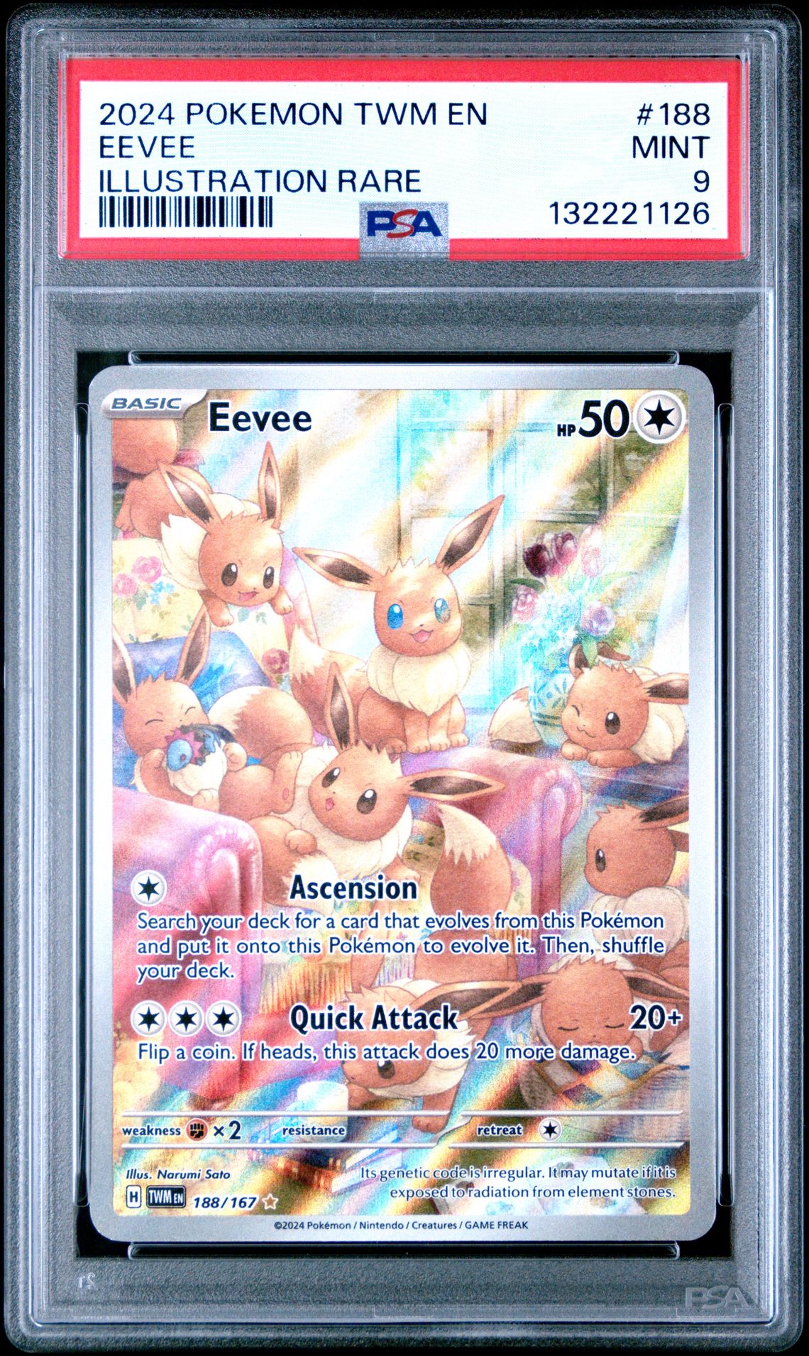 2024 Pokemon Twm En-Twilight Masquerade Eevee #188 (Illustration Rare) Mint 9 front