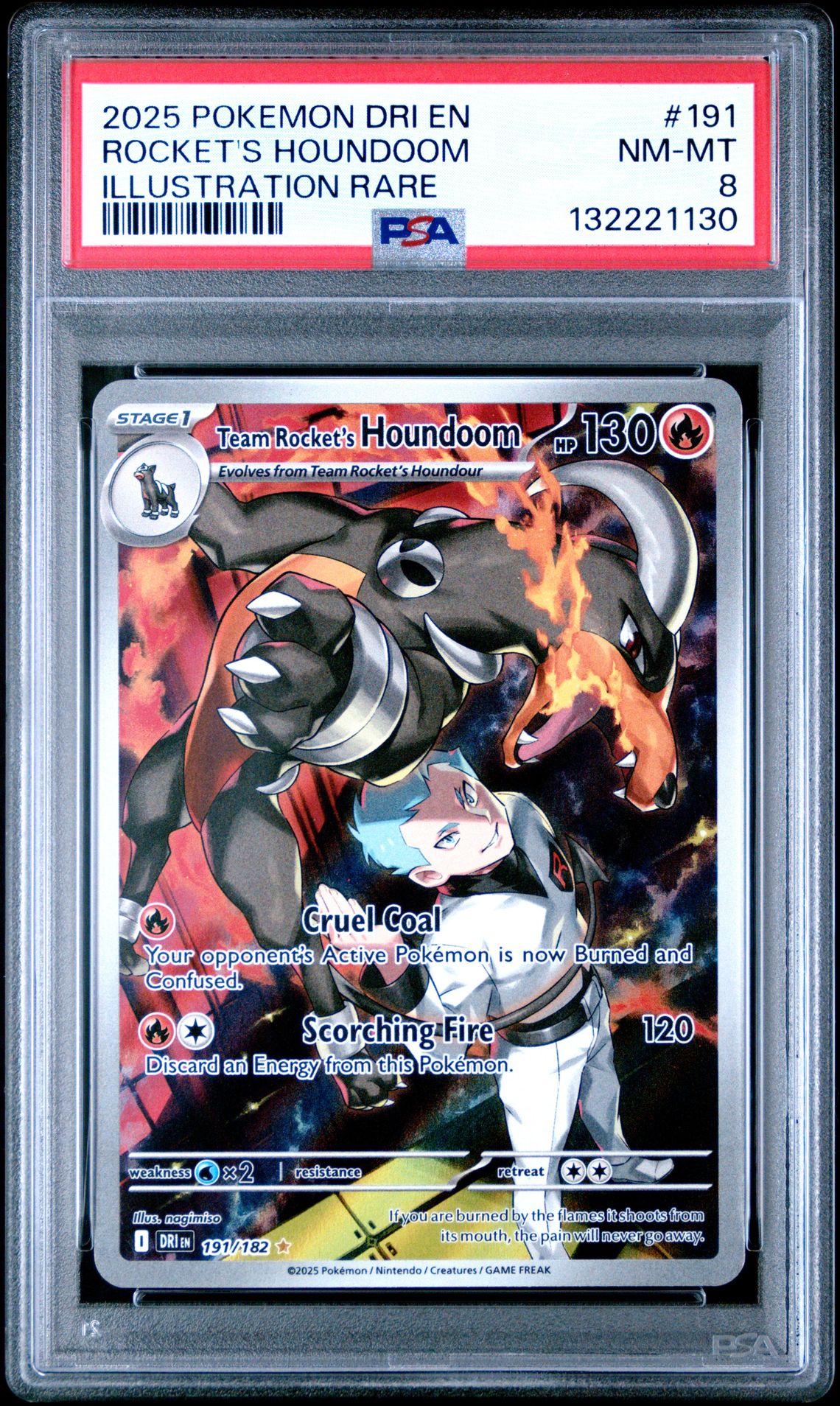 2025 Pokemon Dri En-Destined Rivals Rocket's Houndoom #191 (Illustration Rare) Nm-Mt 8 front