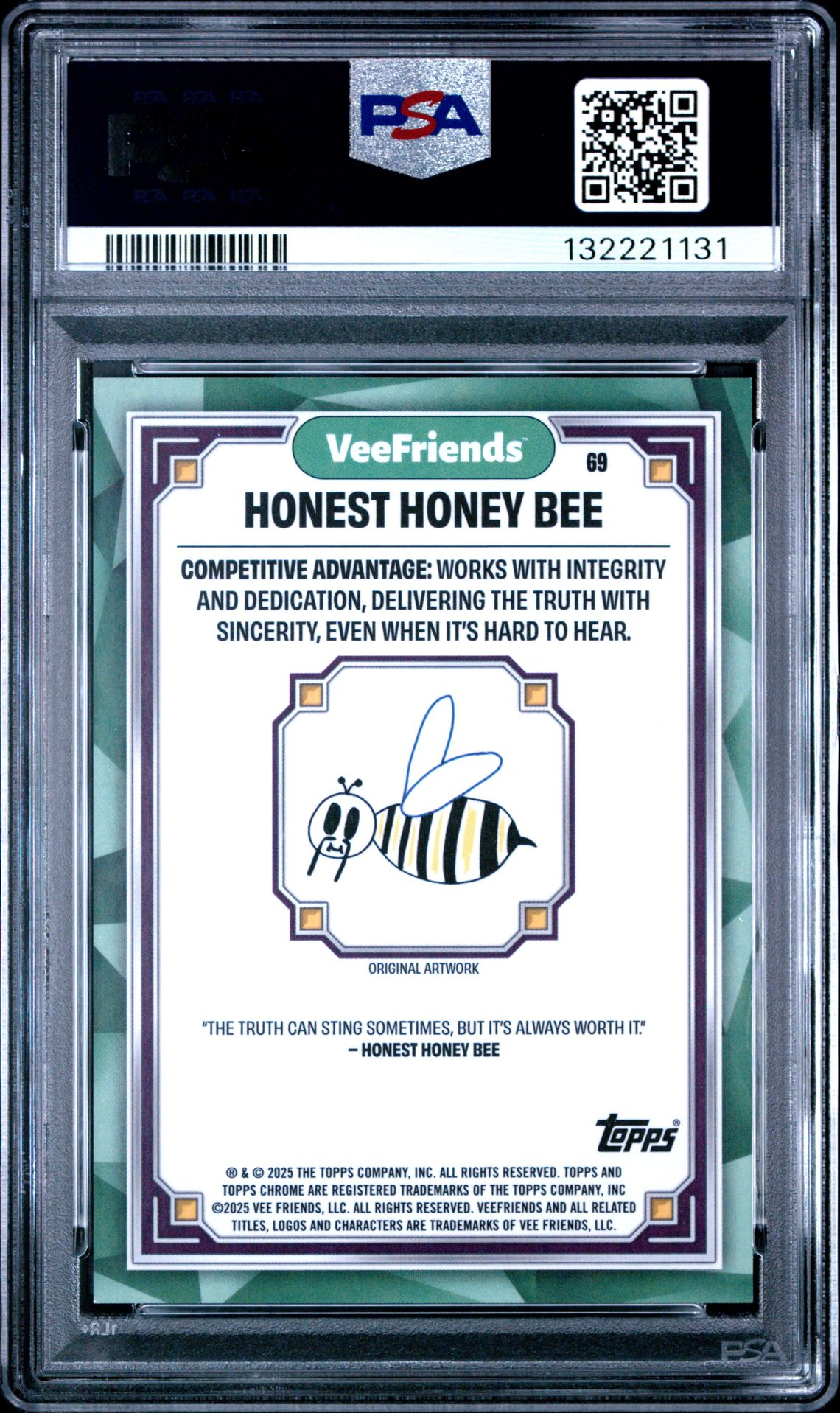 2025 Topps Chrome Veefriends Honest Honey Bee #69 (Wave Refractor) Mint 9 back