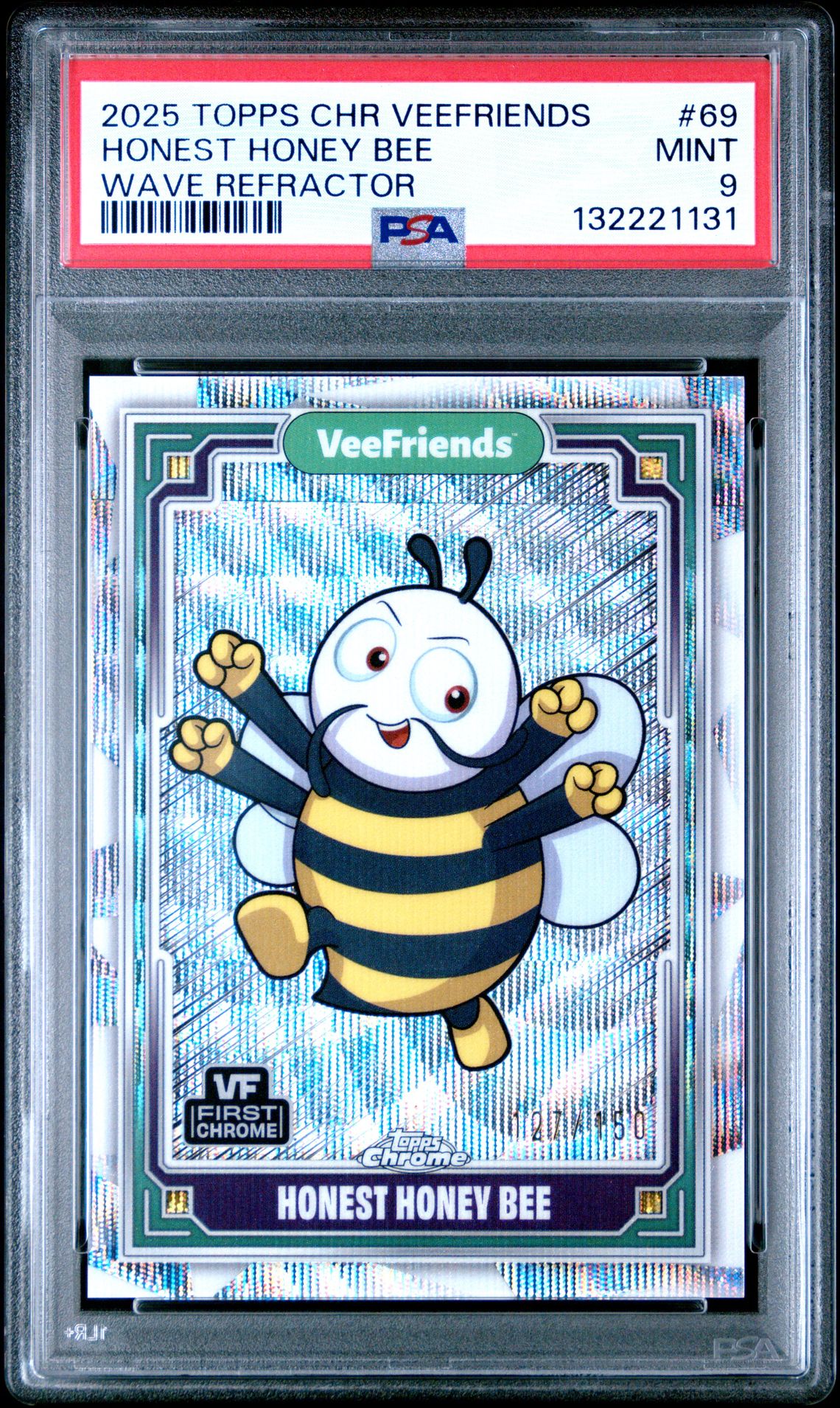 2025 Topps Chrome Veefriends Honest Honey Bee #69 (Wave Refractor) Mint 9 front