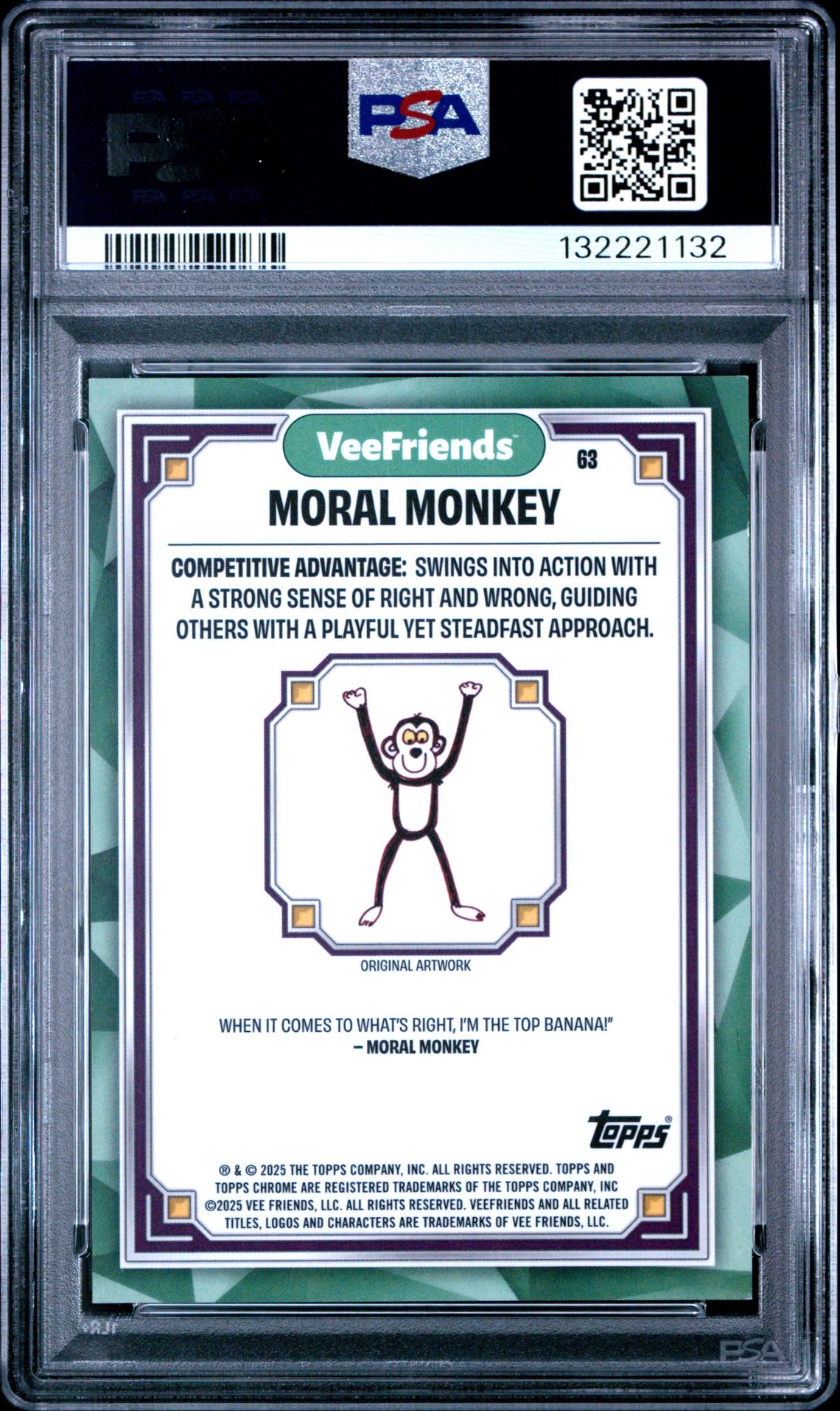 2025 Topps Chrome Veefriends Moral Monkey #63 (Shimmer Refractor) Nm-Mt 8 back