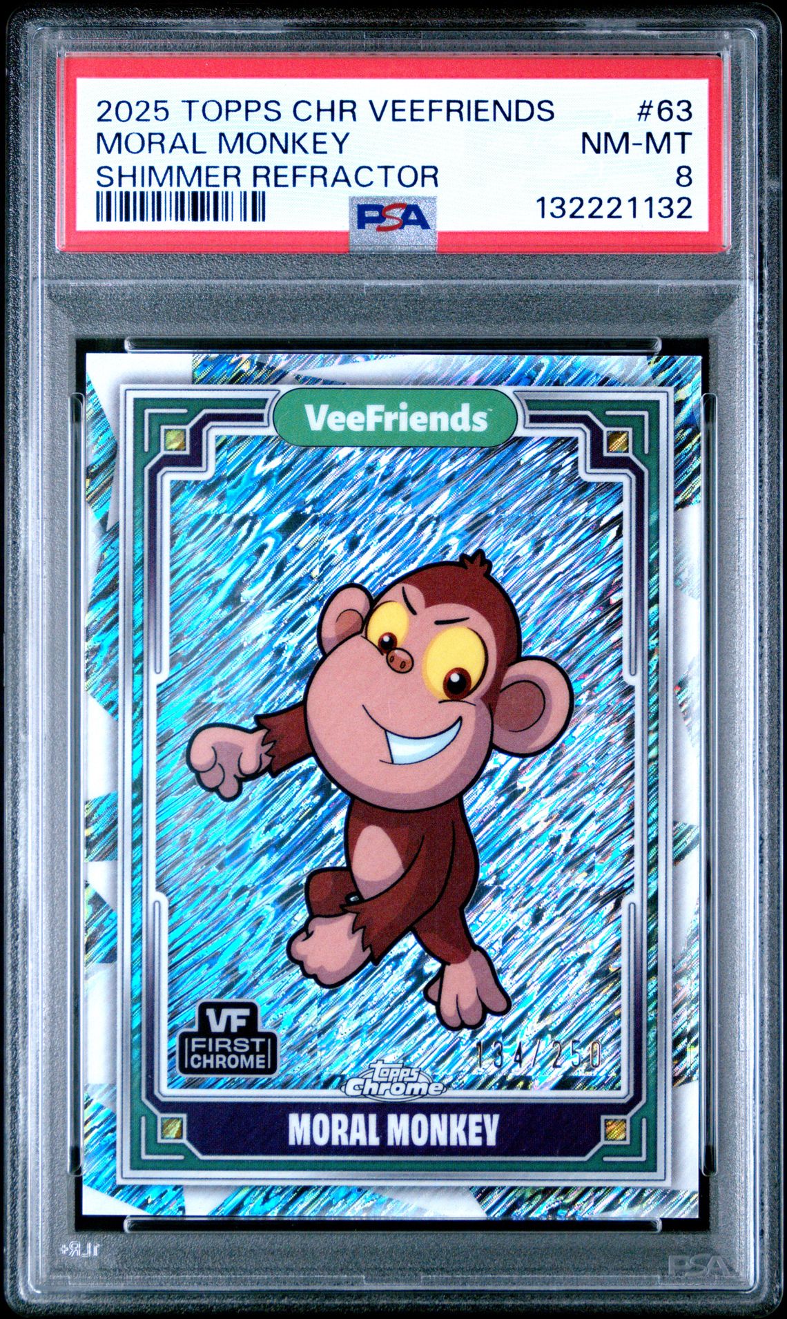 2025 Topps Chrome Veefriends Moral Monkey #63 (Shimmer Refractor) Nm-Mt 8 front