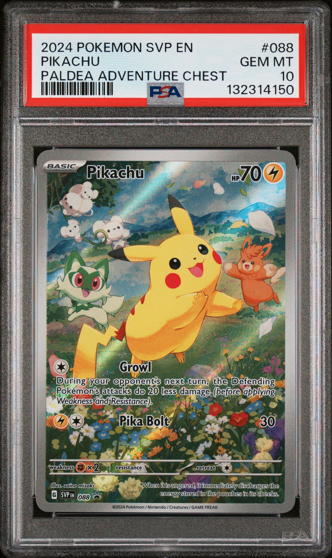 2024 Pokemon Svp En-Sv Black Star Promo Pikachu #088 (Paldea Adventure Chest) Gem Mt 10 front