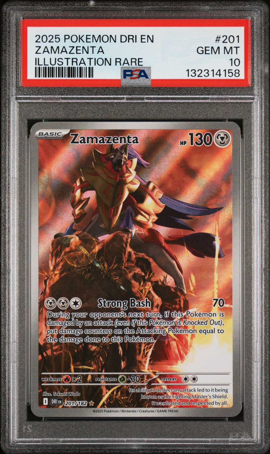 2025 Pokemon Dri En-Destined Rivals Zamazenta #201 (Illustration Rare) Gem Mt 10 front