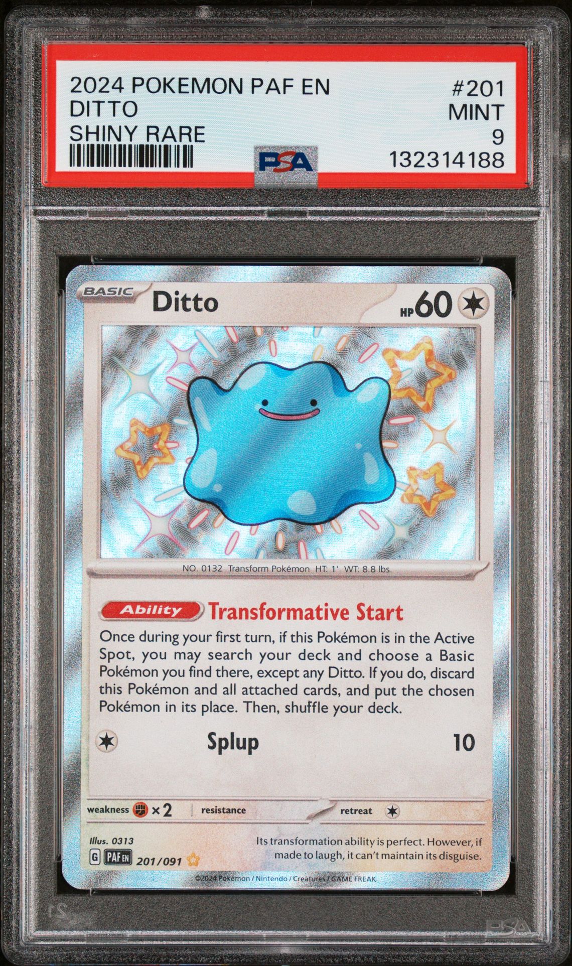 2024 Pokemon Paf En-Paldean Fates Ditto #201 (Shiny Rare) Mint 9 front