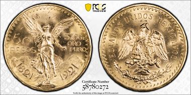 1921 50 Peso KM-481 Au MS65