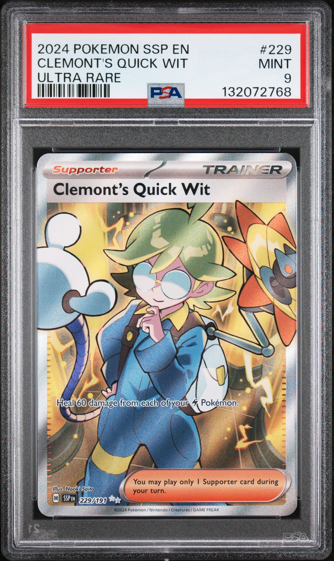 2024 Pokemon POKEMON SSP EN-SURGING SPARKS ULTRA RARE #229 Clemont's Quick Wit front
