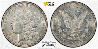 1878 7TF $1 VAM 168, Doubled P AU55