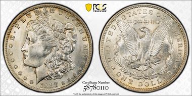 1887-O $1 VAM 22A, DDO, Pitted Rev MS62