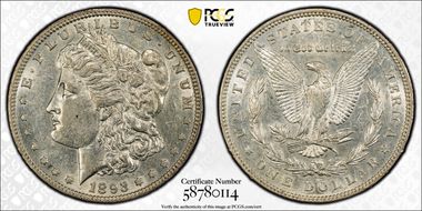 1893 $1 VAM 4, Doubled Stars AU53