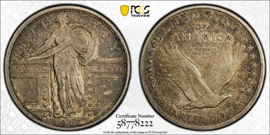 1917-S 25C Type 1 XF40