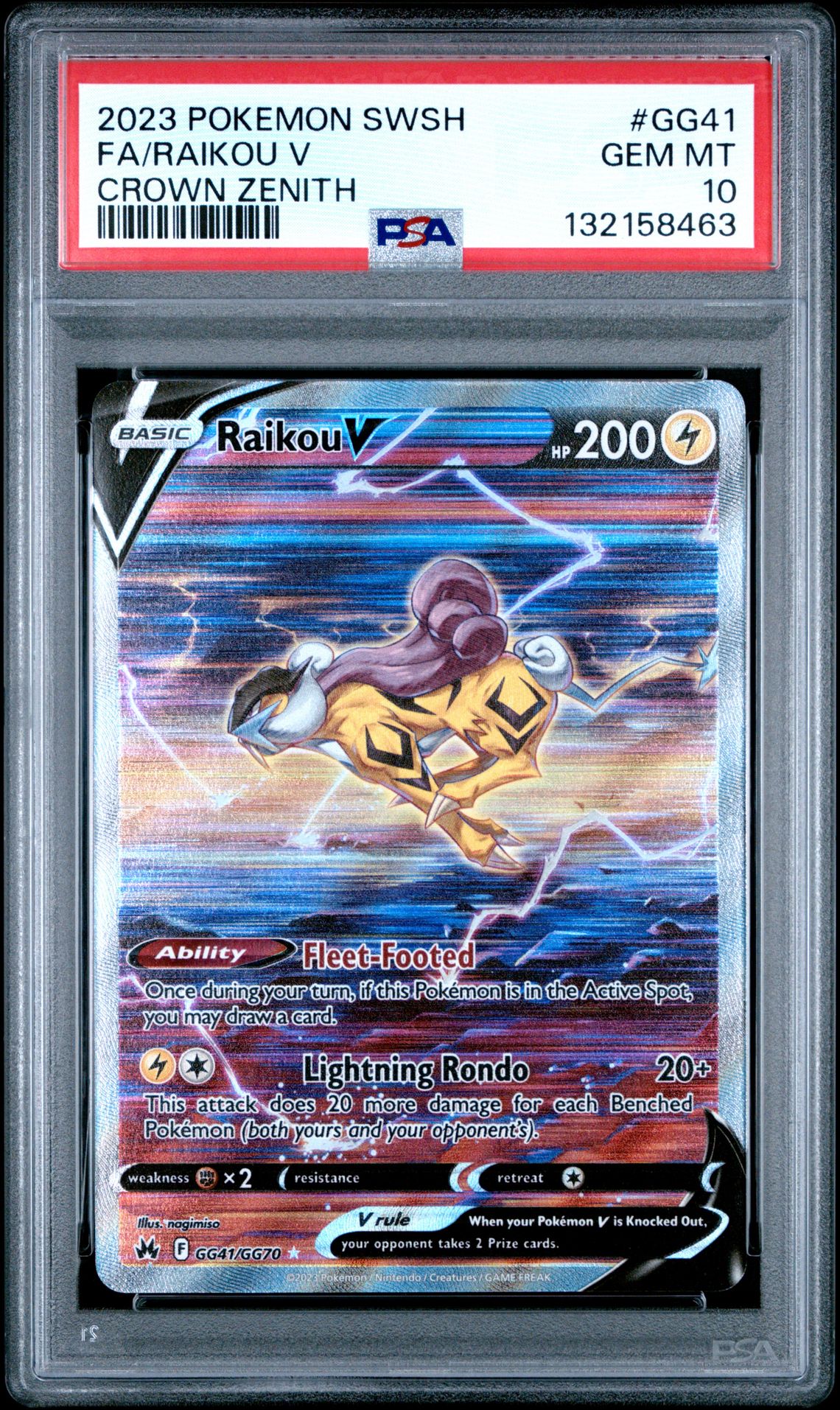 2023 Pokemon POKEMON SWORD AND SHIELD CROWN ZENITH #GG41 Fa/Raikou V front