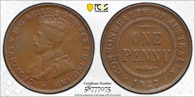 1927 (m) 1D Indian obverse XF40BN