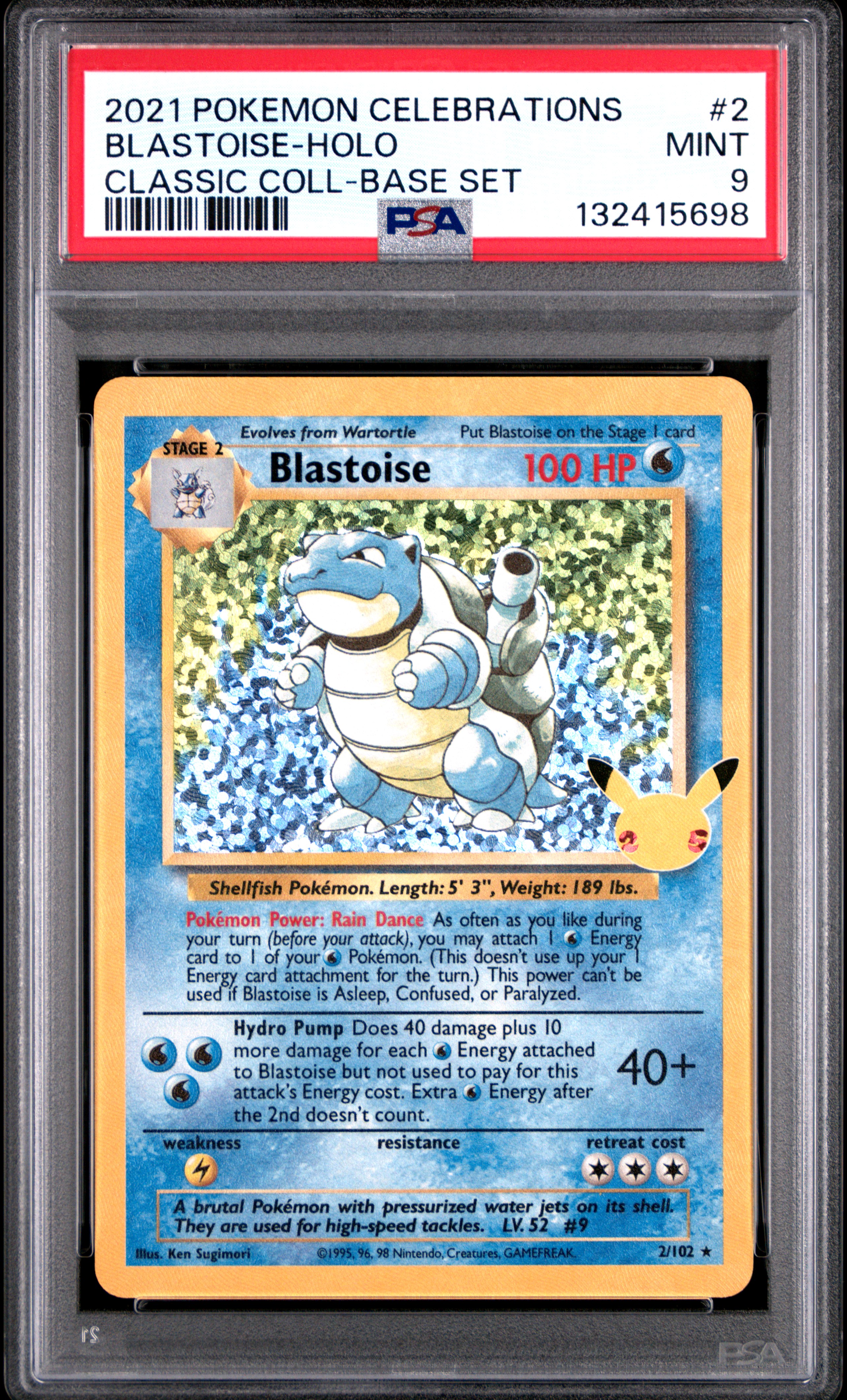 2021 #2 BLASTOISE-HOLO PSA 9 Celebrations Classic Collection