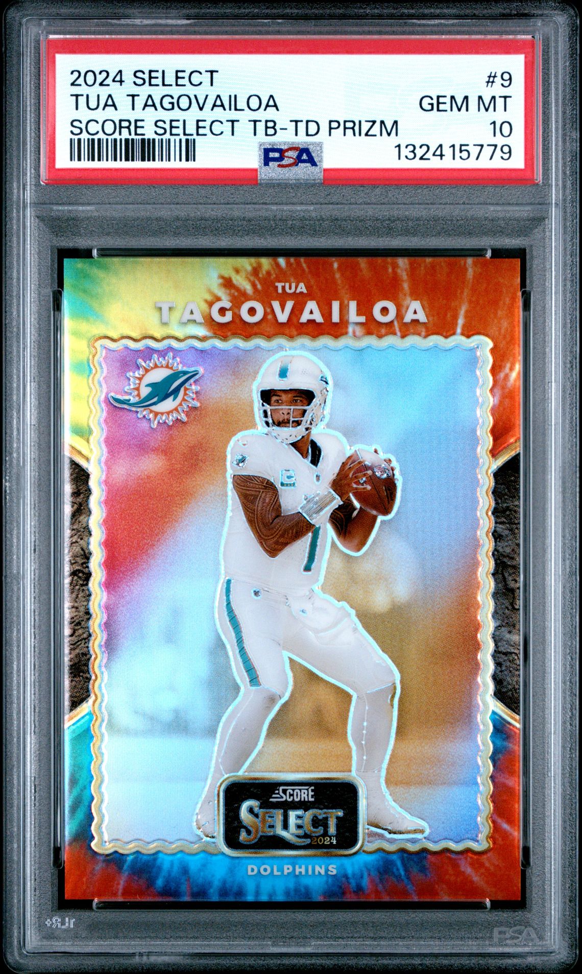 2024 Panini PANINI SELECT SCORE SELECT THROWBACK SCORE SELECT TB-TD PRIZM #9 Tua Tagovailoa front