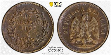 1897-Cn 1C Large N in mint mark AU55BN