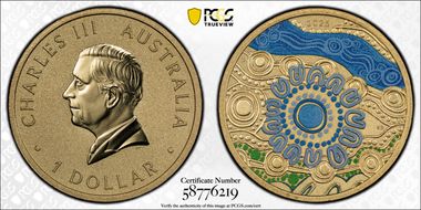 2025-P $1 Blue River Al-Br Ngana Nyitting, Colorized MS70