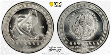 1992-Mo 50 Peso Guerrero Aguila MS68