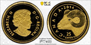 2014 25C Bighorn Sheep Au PR69DCAM