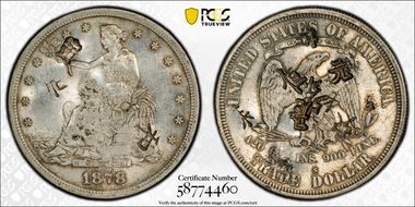1878-S T$1 Chopmarked N1