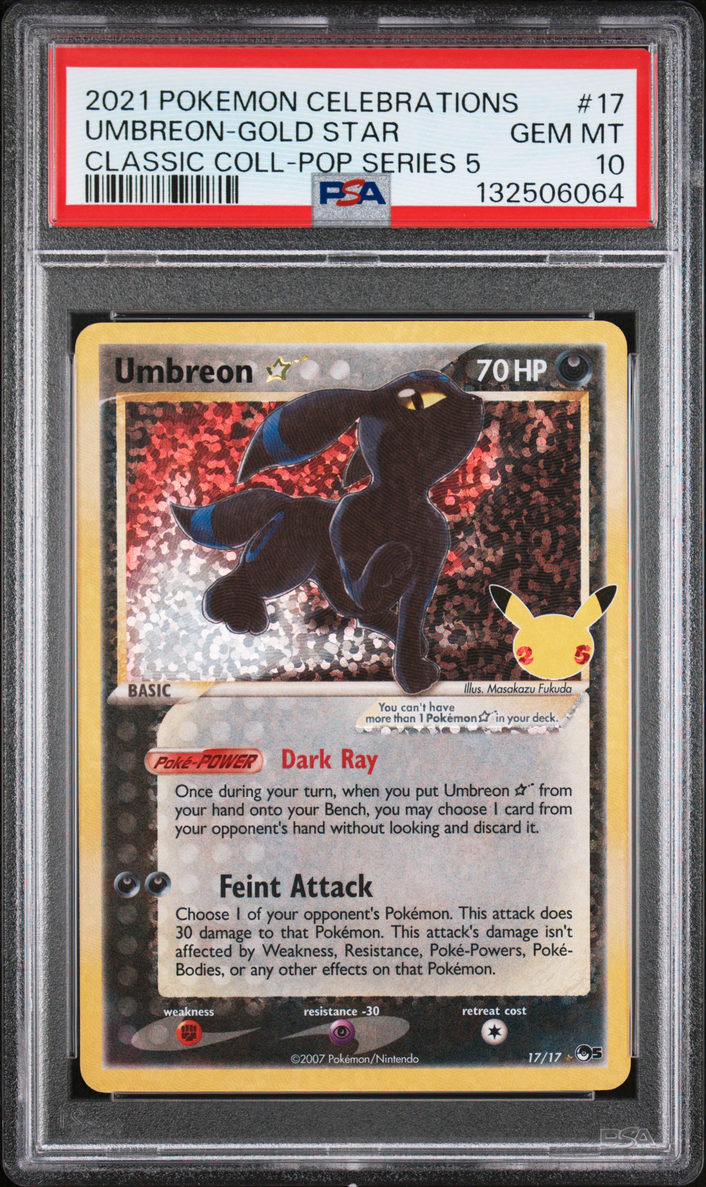 2021 #17 Umbreon-Gold Star PSA 10 Celebrations Classic Collection