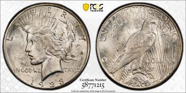 1923-S $1 VAM 1C, Pitted Reverse MS63