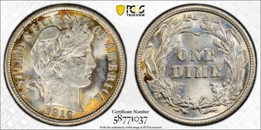 1916 10C Barber MS65