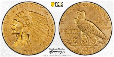 1911-D $2.50 Weak D AU50