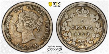1858 5C Small Date VF25